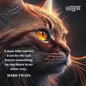A man who carries a cat by the tail learns something he can learn in no other way.