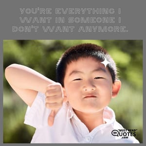 You're everything I want in someone I don't want anymore.