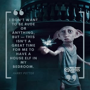 I don't want to be rude or anything, but — this isn't a great time for me to have a house elf in my bedroom.