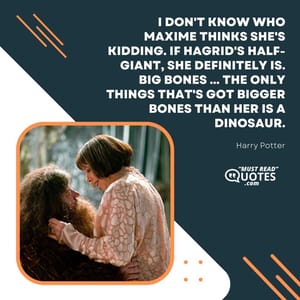 I don't know who Maxime thinks she's kidding. If Hagrid's half-giant, she definitely is. Big bones ... the only things that's got bigger bones than her is a dinosaur.