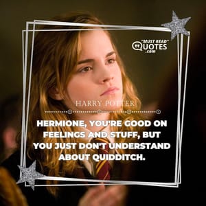 Hermione, you're good on feelings and stuff, but you just don't understand about Quidditch.