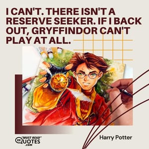 I can't. There isn't a reserve Seeker. If I back out, Gryffindor can't play at all.