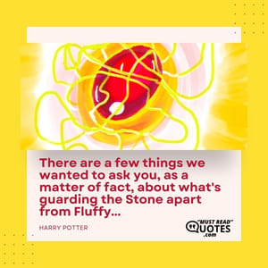 There are a few things we wanted to ask you, as a matter of fact, about what's guarding the Stone apart from Fluffy...