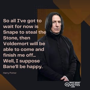 So all I've got to wait for now is Snape to steal the Stone, then Voldemort will be able to come and finish me off... Well, I suppose Bane'll be happy.
