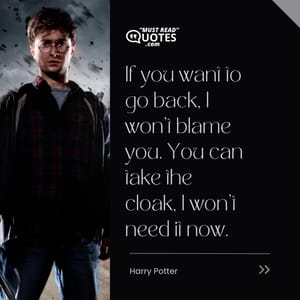 If you want to go back, I won't blame you. You can take the cloak, I won't need it now.