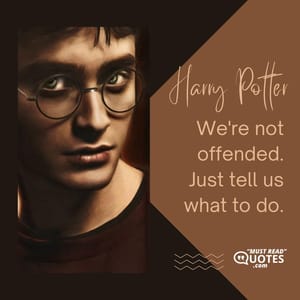 We're not offended. Just tell us what to do.