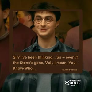 Sir? I've been thinking... Sir – even if the Stone's gone, Vol-, I mean, You-Know-Who...