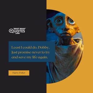 Least I could do, Dobby. Just promise never to try and save my life again.