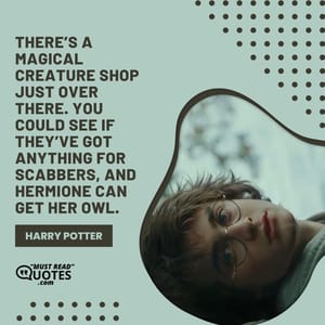 There’s a magical creature shop just over there. You could see if they’ve got anything for Scabbers, and Hermione can get her owl.
