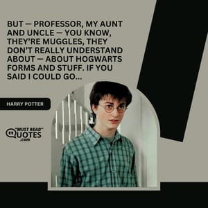 But — Professor, my aunt and uncle — you know, they’re Muggles, they don’t really understand about — about Hogwarts forms and stuff. If you said I could go...