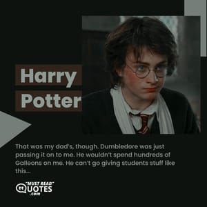 That was my dad’s, though. Dumbledore was just passing it on to me. He wouldn’t spend hundreds of Galleons on me. He can’t go giving students stuff like this...