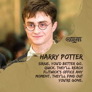 Sirius, you’d better go, quick. They’ll reach Flitwick’s office any moment, they’ll find out you’re gone.