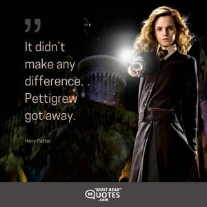 It didn’t make any difference. Pettigrew got away.