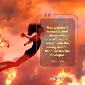 That person is meant to feel alone, who doesn’t want to adjust with the wrong person. Because he/she is unique.