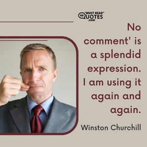 'No comment' is a splendid expression. I am using it again and again.