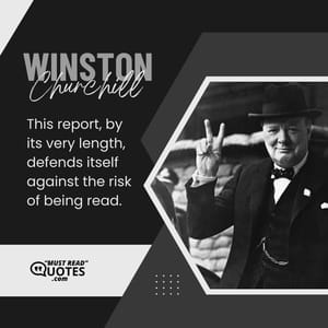 This report, by its very length, defends itself against the risk of being read.