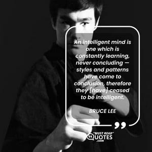 An intelligent mind is one which is constantly learning, never concluding — styles and patterns have come to conclusion, therefore they [have] ceased to be intelligent.