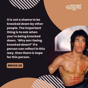It is not a shame to be knocked down by other people. The important thing is to ask when you’re being knocked down, ‘Why am I being knocked down?’ If a person can reflect in this way, then there is hope for this person.
