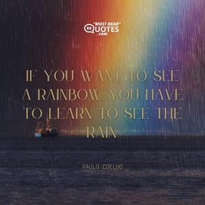 If you want to see a rainbow you have to learn to see the rain.