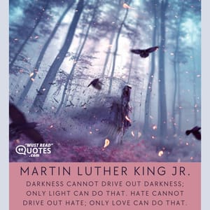 Darkness cannot drive out darkness; only light can do that. Hate cannot drive out hate; only love can do that.