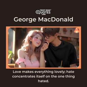 Love makes everything lovely; hate concentrates itself on the one thing hated.