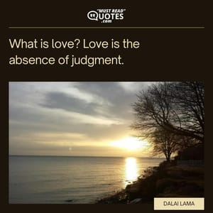 What is love? Love is the absence of judgment.