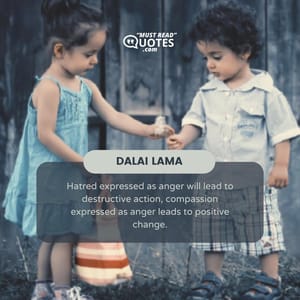 Hatred expressed as anger will lead to destructive action, compassion expressed as anger leads to positive change.