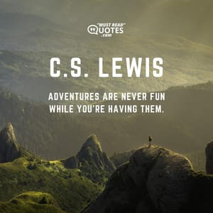 Adventures are never fun while you're having them.
