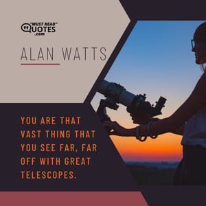 You are that vast thing that you see far, far off with great telescopes.