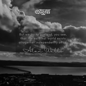 But we try to pretend, you see, that the external world exists altogether independently of us.