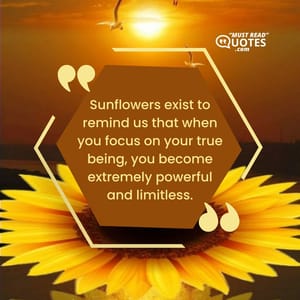 Sunflowers exist to remind us that when you focus on your true being, you become extremely powerful and limitless.