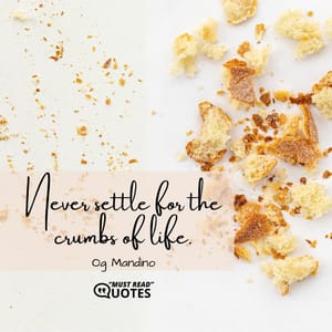 Never settle for the crumbs of life.