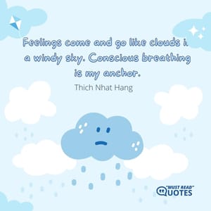 Feelings come and go like clouds in a windy sky. Conscious breathing is my anchor.