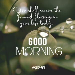 You shall receive the greatest blessing in your life today, good morning.