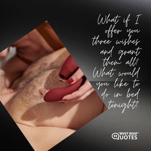 What if I offer you three wishes and grant them all? What would you like to do in bed tonight?