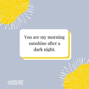 You are my morning sunshine after a dark night.
