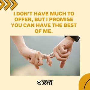 I don't have much to offer, but I promise you can have the best of me.