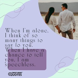 When I'm alone, I think of so many things to say to you. When I have a chance to tell you, I am speechless.