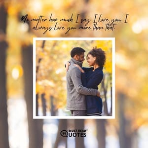 No matter how much I say I love you, I always love you more than that.