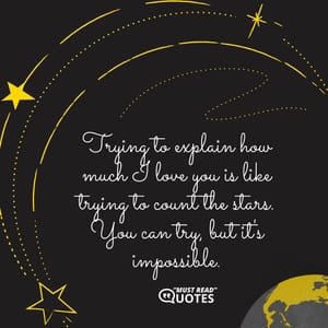 Trying to explain how much I love you is like trying to count the stars. You can try, but it's impossible.