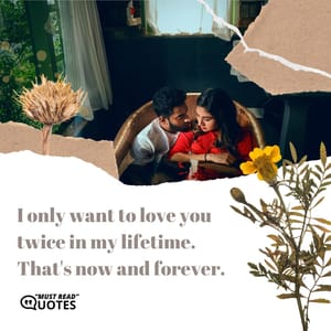 I only want to love you twice in my lifetime. That's now and forever.