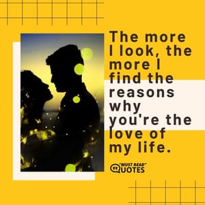 The more I look, the more I find the reasons why you're the love of my life.