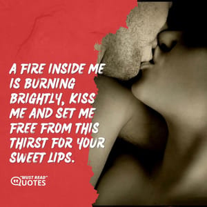 A fire inside me is burning brightly, kiss me and set me free from this thirst for your sweet lips.