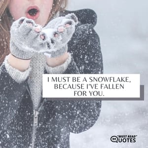 I must be a snowflake, because I’ve fallen for you.