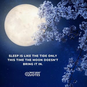 Sleep is like the tide only this time the moon doesn't bring it in.
