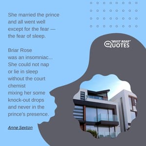 She married the prince and all went well except for the fear — the fear of sleep. Briar Rose was an insomniac... She could not nap or lie in sleep without the court chemist mixing her some knock-out drops and never in the prince's presence.