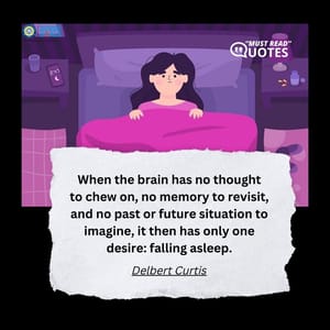 When the brain has no thought to chew on, no memory to revisit, and no past or future situation to imagine, it then has only one desire: falling asleep.Delbert Curti