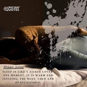 Sleep is like a fickle lover: one moment, it is warm and inviting; the next, cold and unattainable.