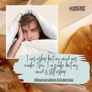 I was asleep but my mind was awake. Now, I'm awake, but my mind is still asleep.