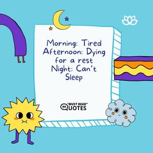 Morning: Tired Afternoon: Dying for a rest Night: Can’t Sleep